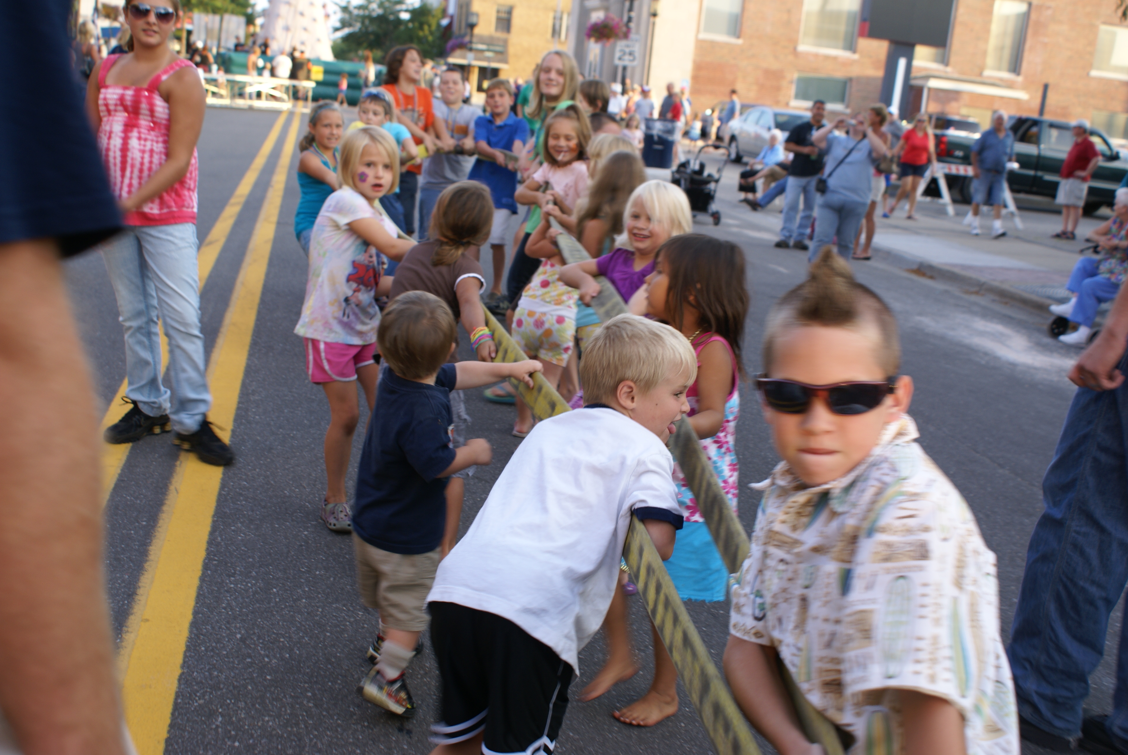 Pulling the Fire Truck at Friday Night Live!